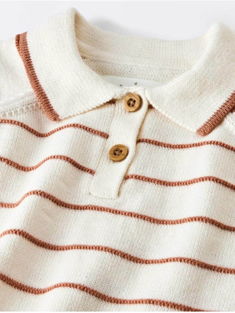 Cloud Island Cream Knit Polo & Striped Shorts Set